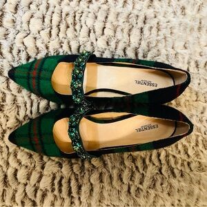 Essentiel Antwerp Green Plaid Heels